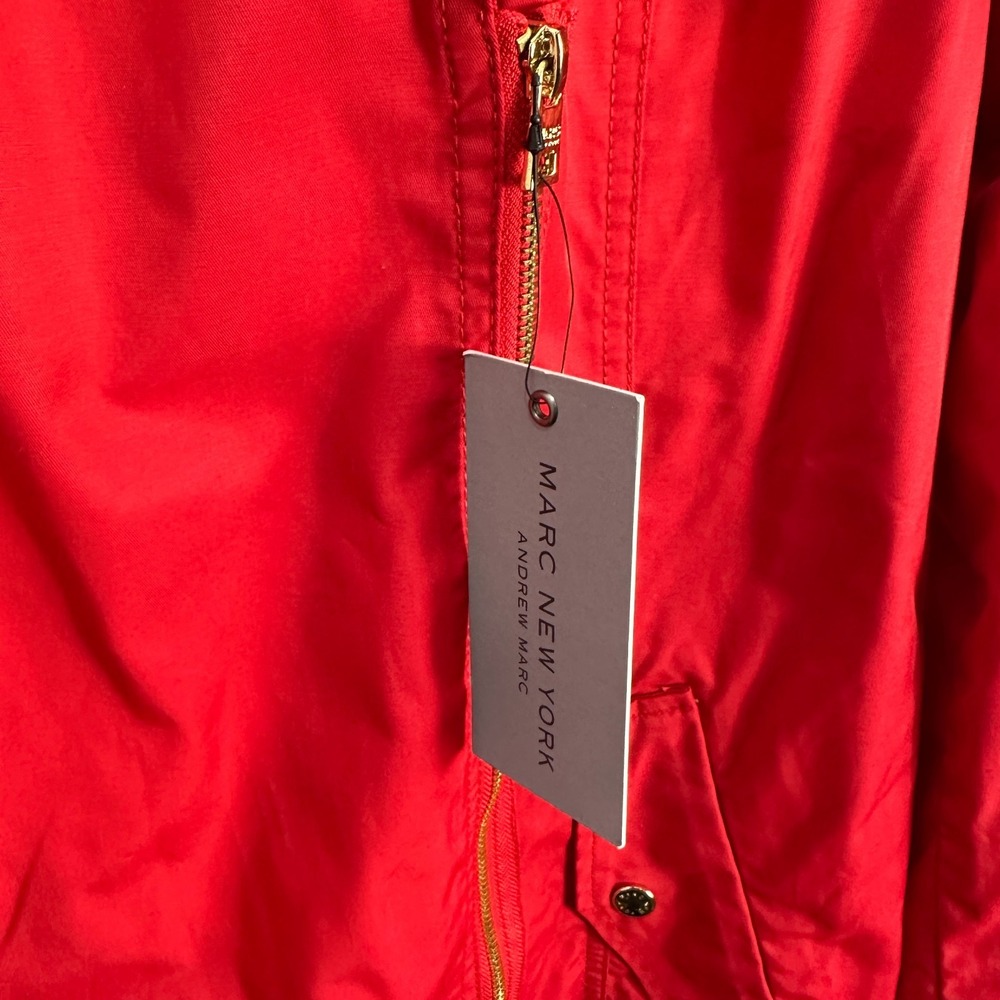 Marc New York Andrew Marc Red Jacket L Moto Trench Minimalist Chic Designer NWT - Picture 3 of 9